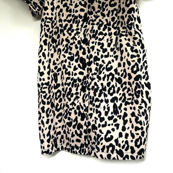 Nic & Jo Leopard Animal Print Puff Sleeve Button Down Dress - Picture 6 of 8